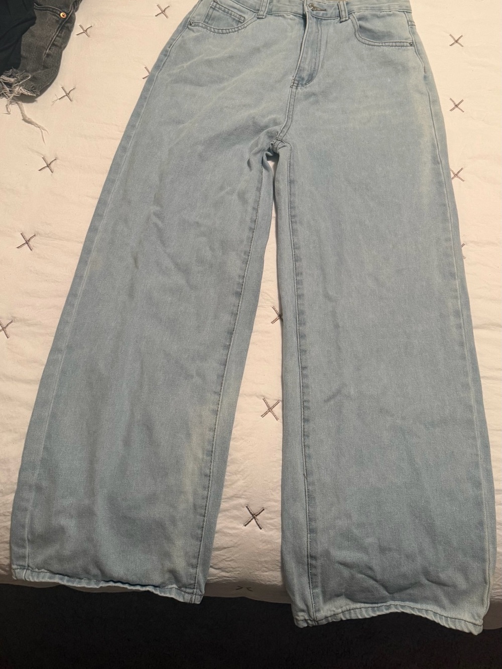 SHEIN Light Blue Wide-Leg High-Rise Jeans